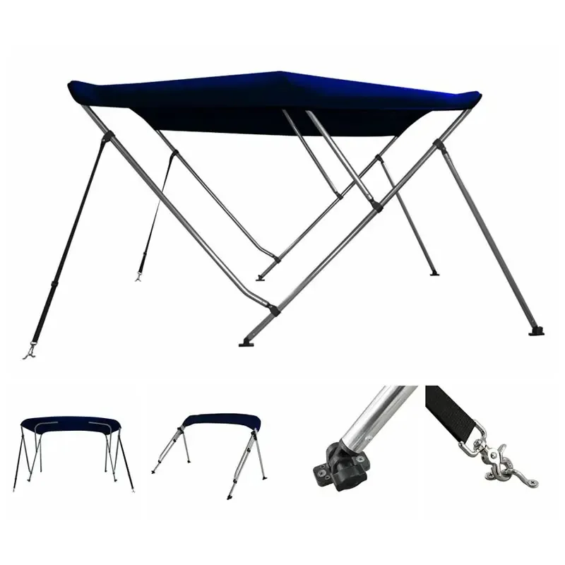 [5662M1WH] 3 Bow Bimini Tops - ◉25MM-Kit-Aluminum&Support Poles (White, 6'L x 46" H x 54"-60" W)
