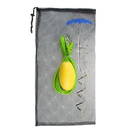 Screw Anchor System for Small Boats, PWC, Kayak,Canoes,Paddle Boards (SUP)| Sand Spike - Includes 16-Foot Anchor Line, Float and Clip