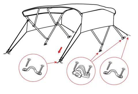 4 Bow Bimini Tops - ◉25MM-Frame-Aluminum